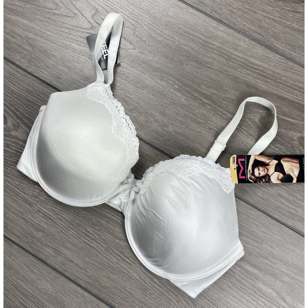 Maidenform Women's Lace Trim T Shirt Bra White Size 38DD New